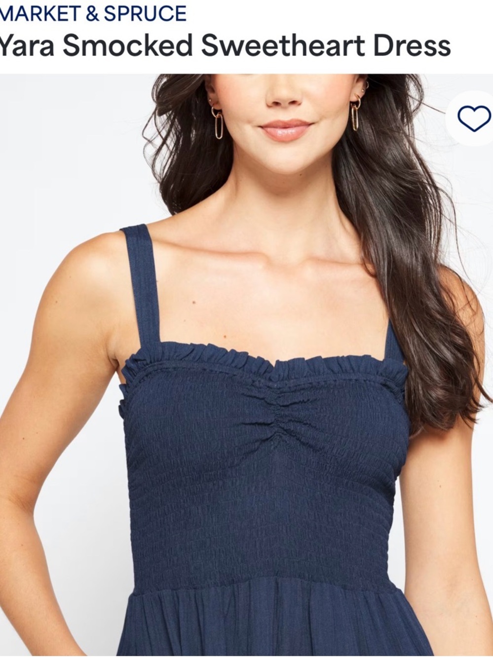 Market & Spruce Navy Smocked Sweetheart Sundress
